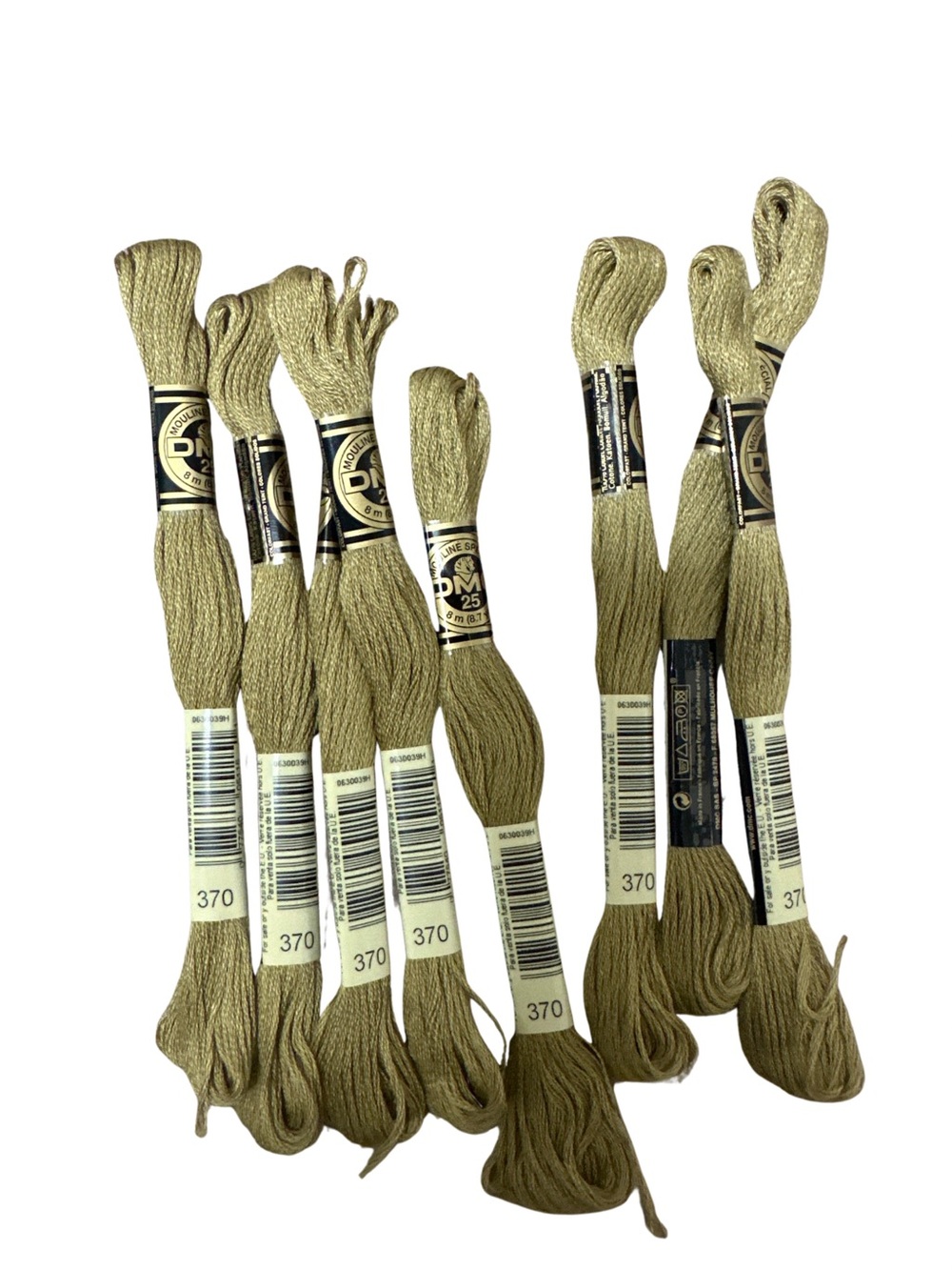 DMC Embroidery Floss Skeins - Medium Mustard (Color 370) - 8 Pack